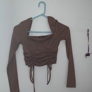 brown long sleeve crop top! from shein: W small